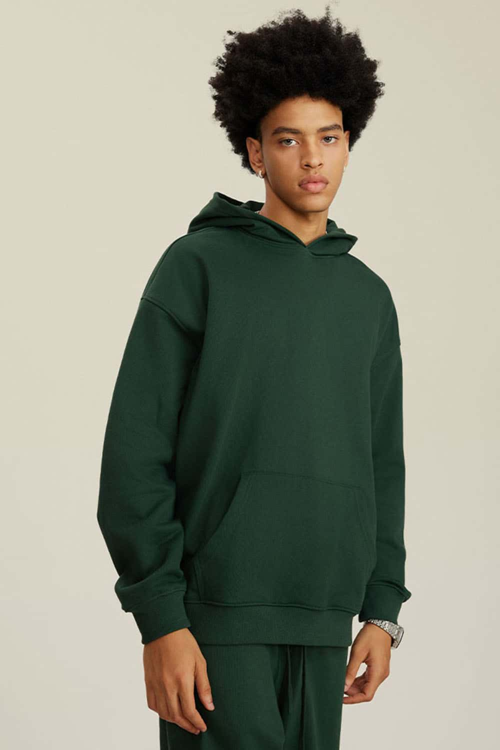 Heavyweight Terry Cloth Hoodie - Solid Color Trendy Outfit