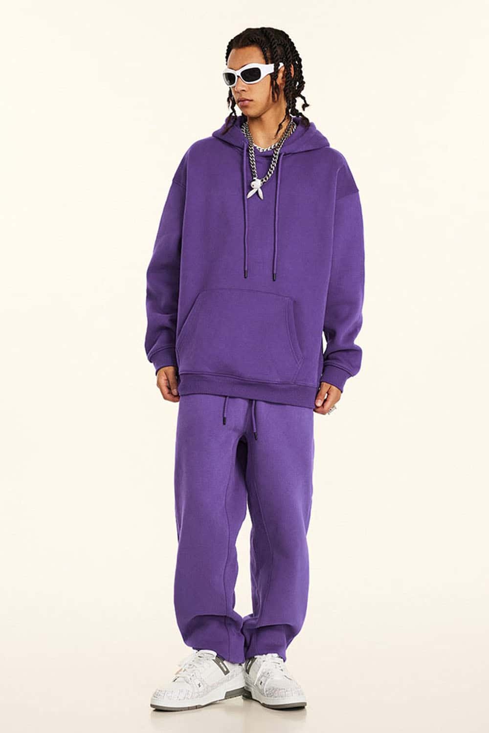 Fleece-Lined Solid Color Hoodie with Plush Hood - Cozy Casual Wear