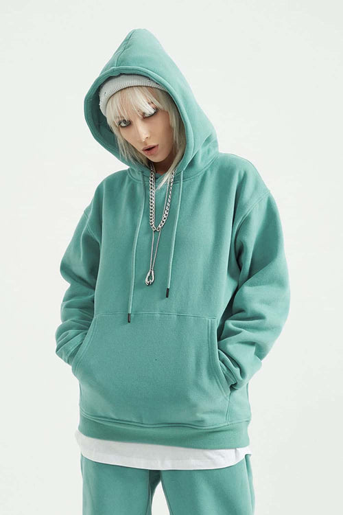 Essential Heavyweight Fleece Hoodie - Middle Cyan