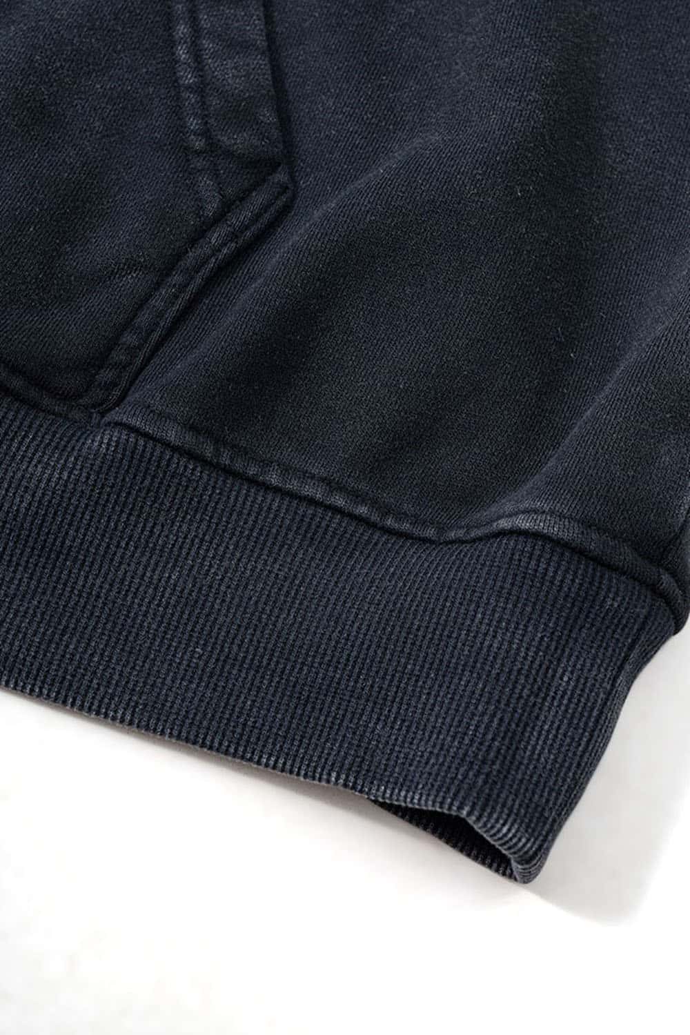 Heavyweight Washed Skateboarder-Graphic Cotton Pullover Hoodie in Fried Snowflakes - hem detail