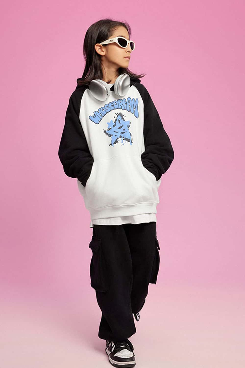 Girls' Plush-Lined Thick Printed Hoodie - Street Style Kids` Sweatshirt