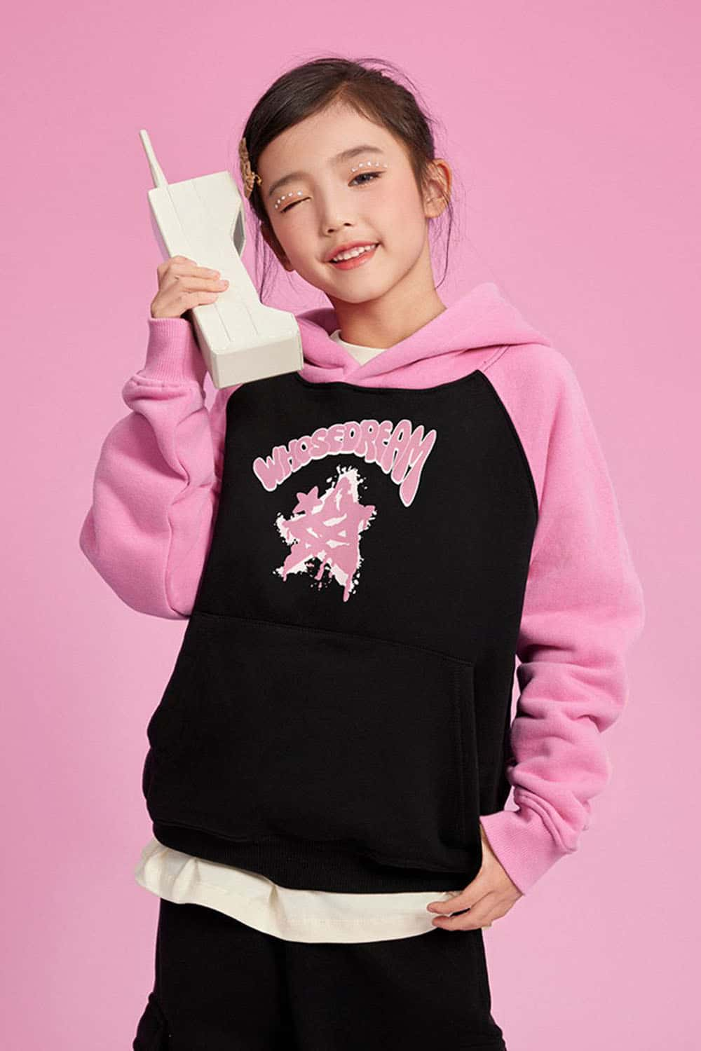 Girls' Plush-Lined Thick Printed Hoodie - Street Style Kids` Sweatshirt