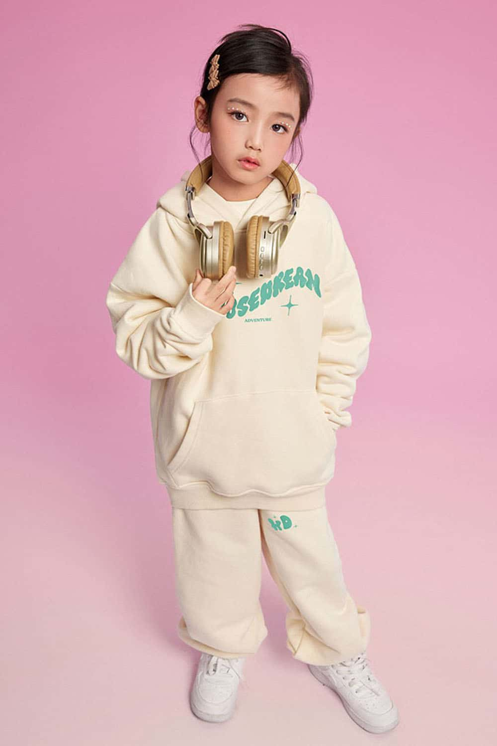 Girls' Heavyweight Plush-Lined Hoodie with Letter Print