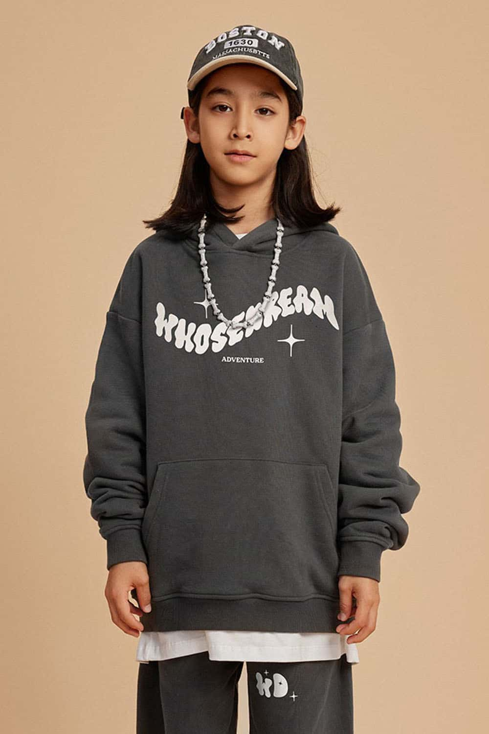 Girls' Heavyweight Plush-Lined Hoodie with Letter Print