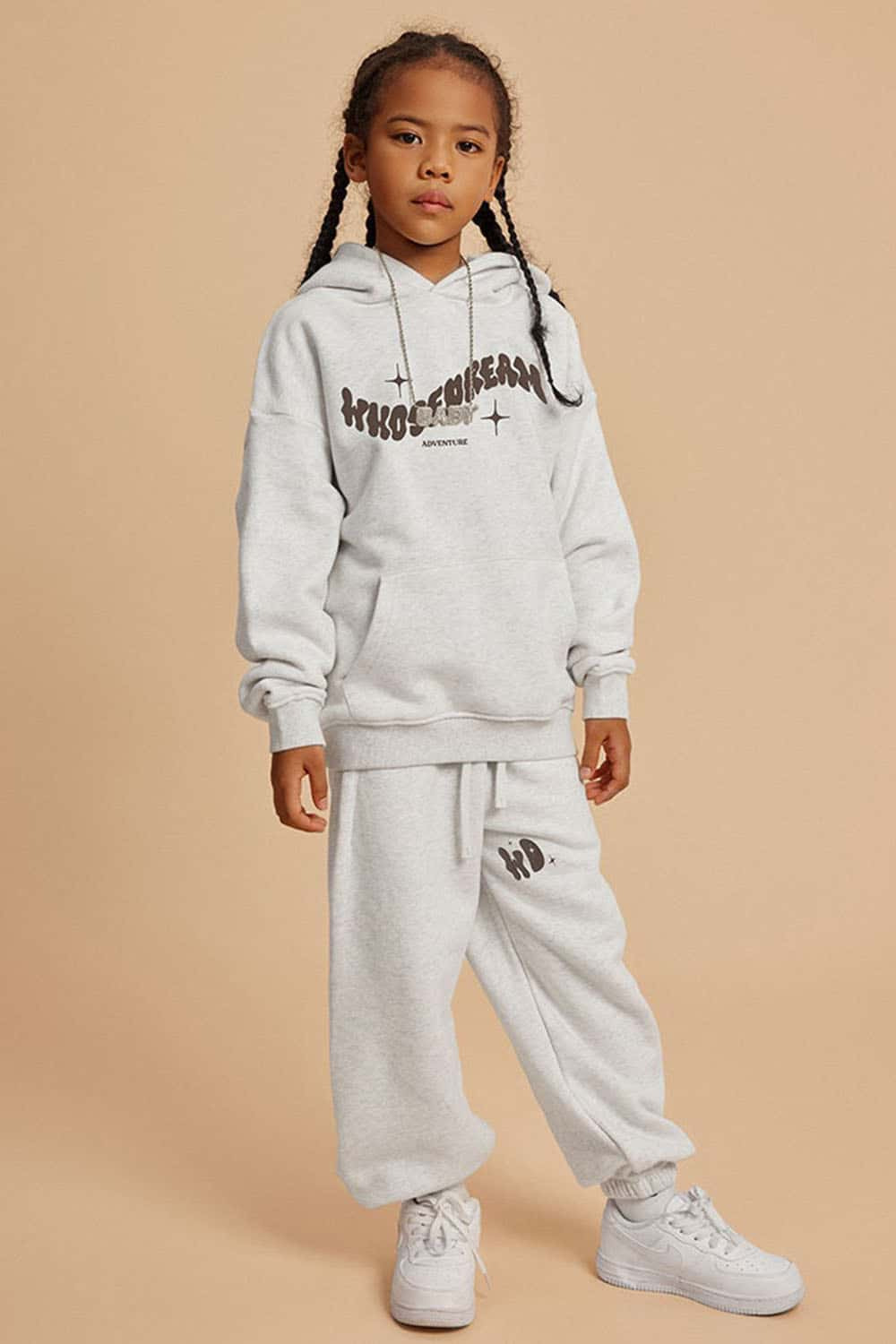 Girls' Heavyweight Plush-Lined Hoodie with Letter Print