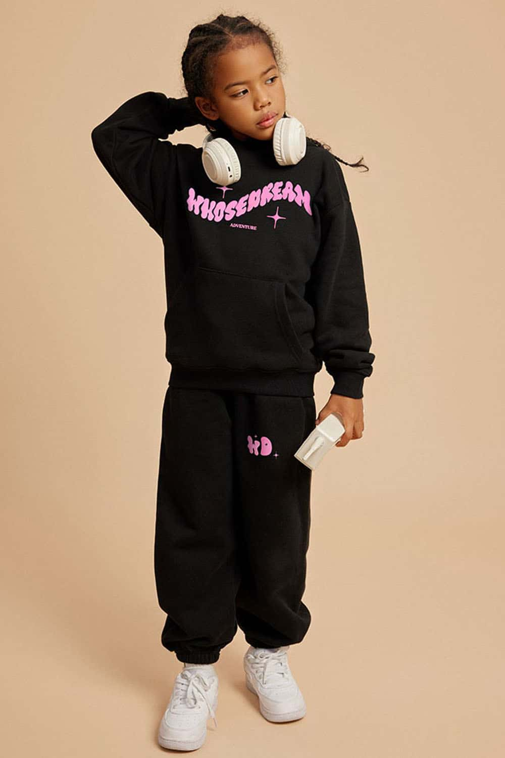 Girls' Heavyweight Plush-Lined Hoodie with Letter Print