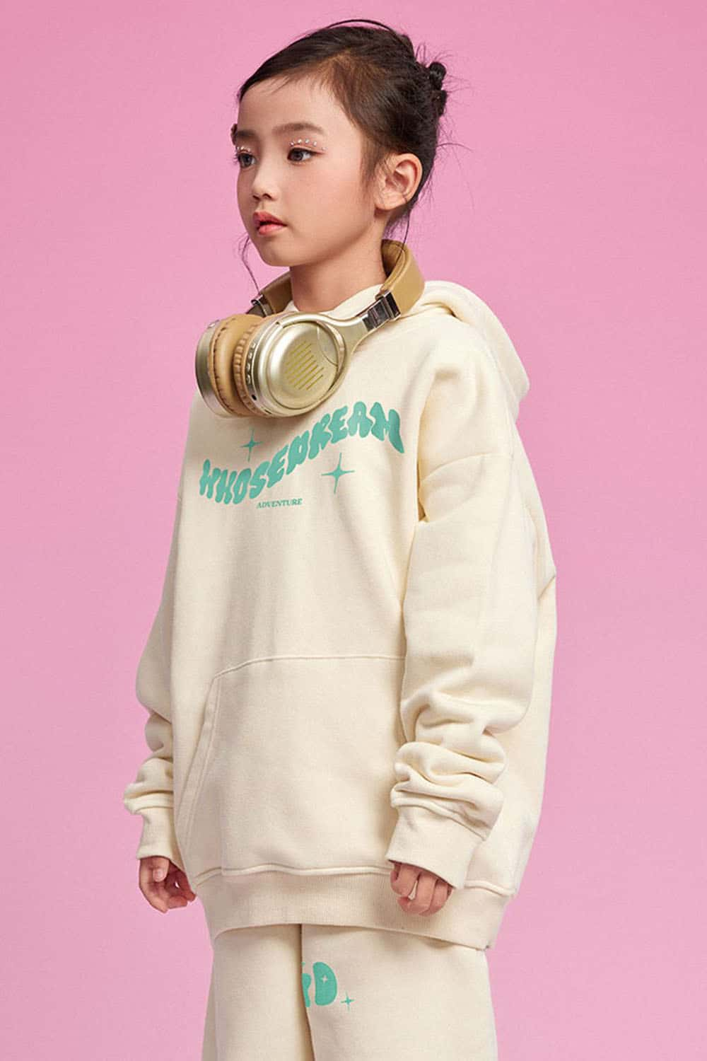 Girls' Heavyweight Plush-Lined Hoodie with Letter Print