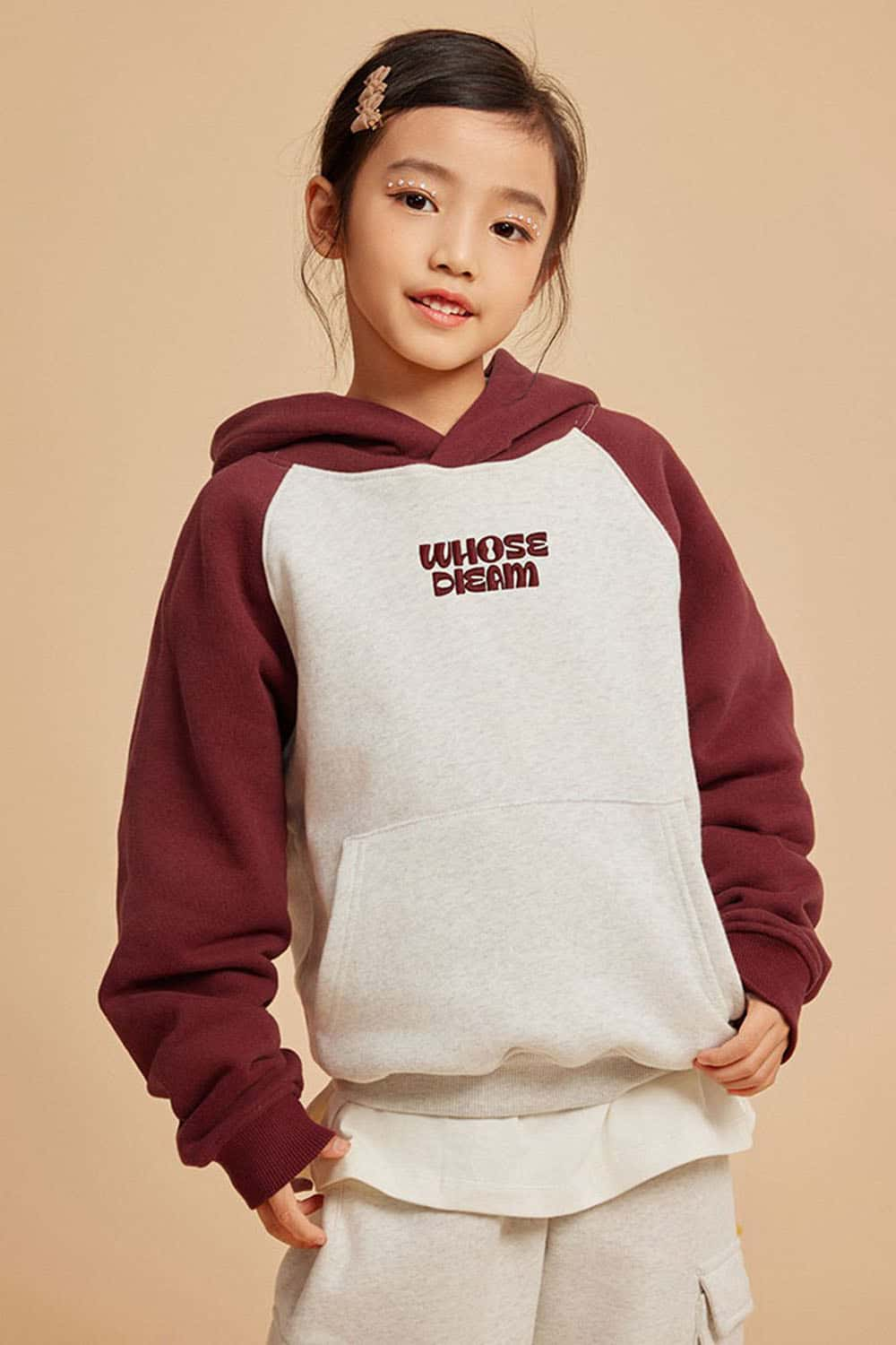 Girls' Heavyweight Color Block Embroidered Hoodie - Plush-Lined Vintage Hooded Sweatshirt