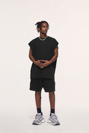 Heavyweight Sleeveless Cotton Vest - Black