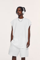 Heavyweight Sleeveless Cotton Vest - Teeth White
