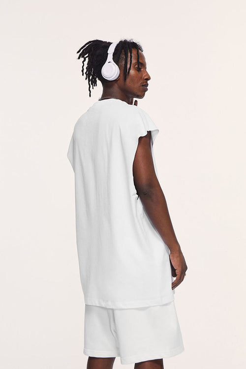 Heavyweight Sleeveless Cotton Vest - Teeth White