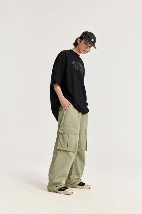 Waterproof Wide-Leg Utility Pants - Grayish Green
