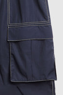 Waterproof Wide-Leg Utility Pants - Navy Blue