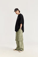Waterproof Wide-Leg Utility Pants - Grayish Green