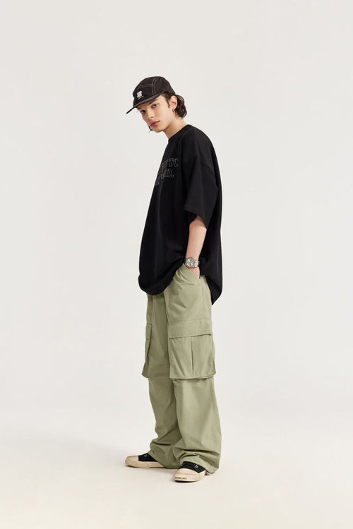 Waterproof Wide-Leg Utility Pants - Grayish Green