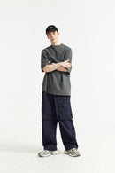 Waterproof Wide-Leg Utility Pants - Navy Blue
