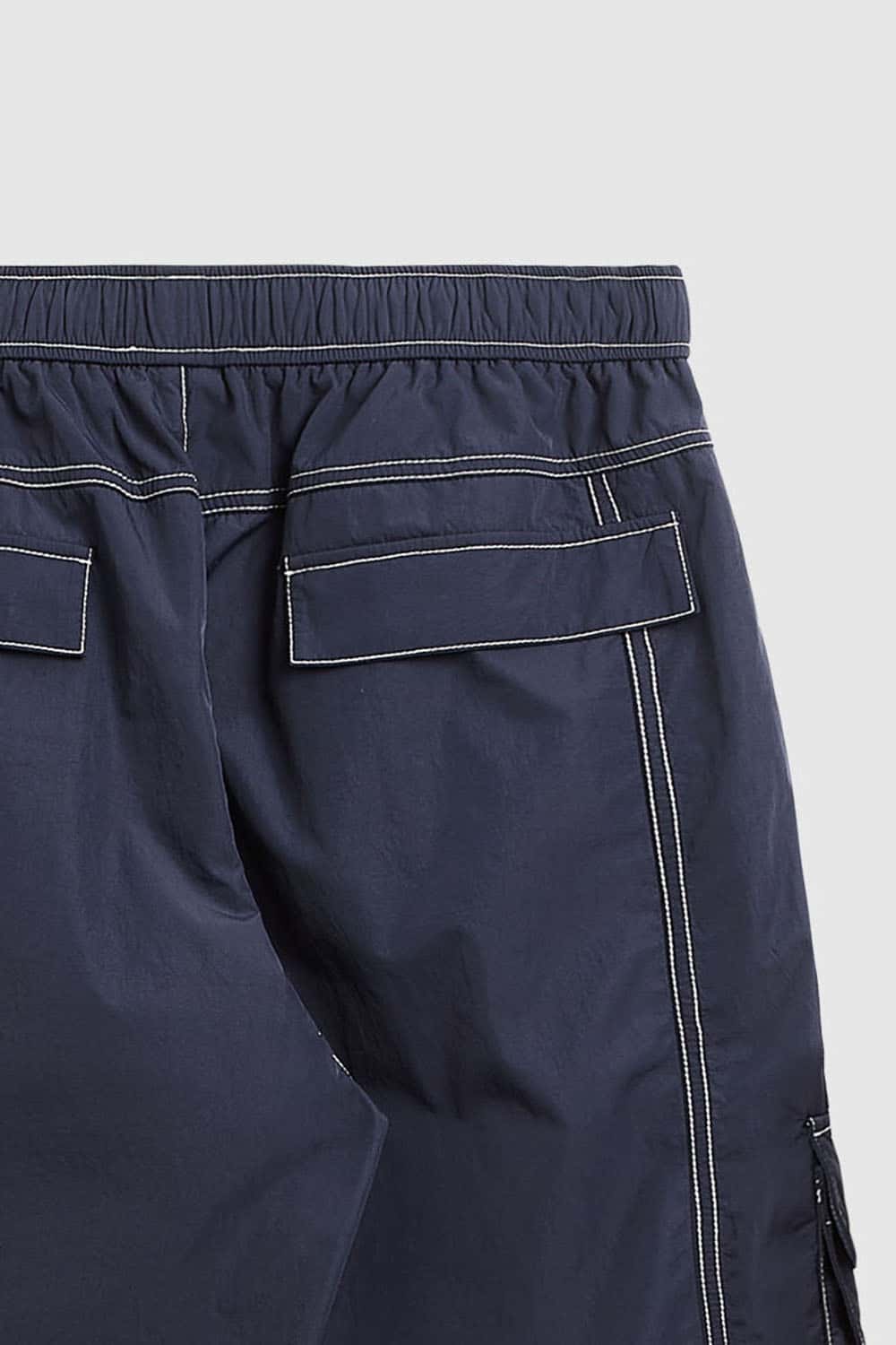 Waterproof Multi-Pocket Wide-Leg Cargo Pants in Navy Blue - back pocket detail