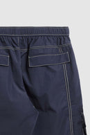 Waterproof Multi-Pocket Wide-Leg Cargo Pants in Navy Blue - back pocket detail