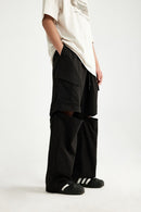 Detachable Multi-Pocket Utility Cargo Pants - Black