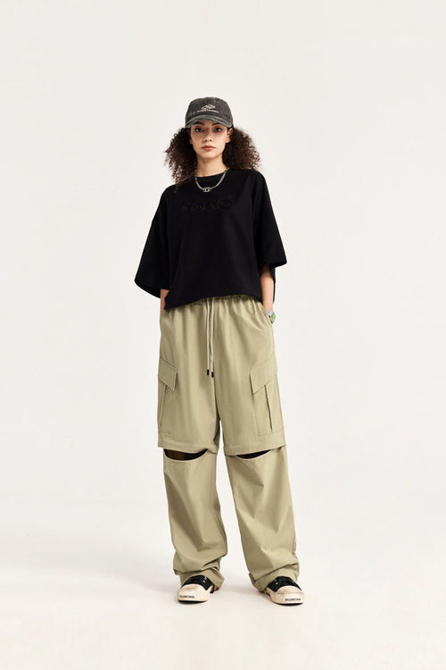 Detachable Multi-Pocket Utility Cargo Pants - Khaki