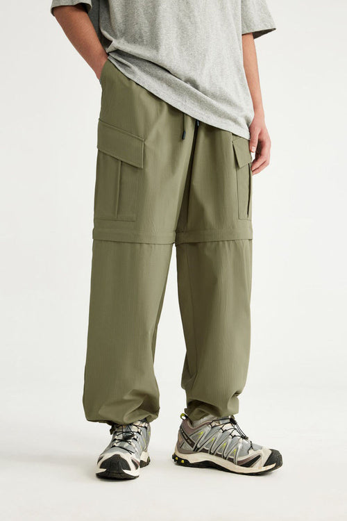 Detachable Multi-Pocket Utility Cargo Pants - Green