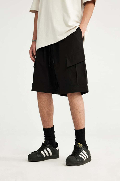 Convertible Multi-Pocket Cargo Pants in Black - waistband detail