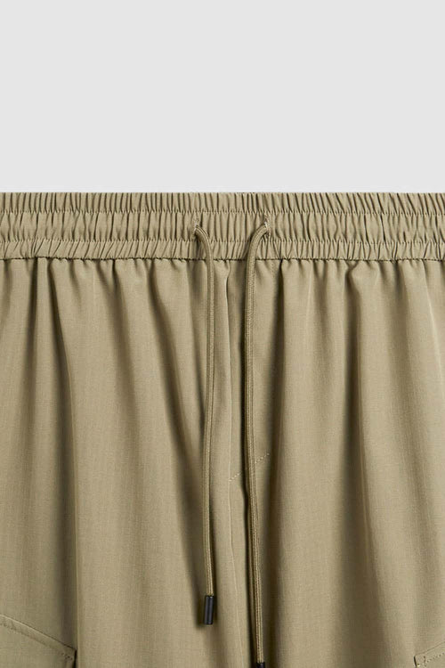 Convertible Multi-Pocket Cargo Pants in Khaki - waistband detail