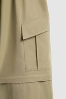 Convertible Multi-Pocket Cargo Pants in Khaki - side pocket detail