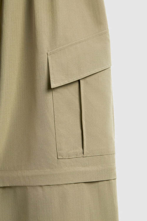 Convertible Multi-Pocket Cargo Pants in Khaki - side pocket detail