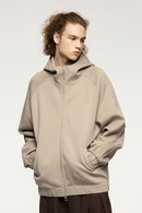 Windproof Scuba-Knit Hooded Jacket - Khaki