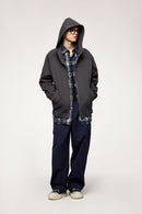 Windproof Scuba-Knit Hooded Jacket - Dark Gray