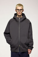 Windproof Scuba-Knit Hooded Jacket - Dark Gray