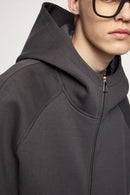 Windproof Scuba-Knit Hooded Jacket - Dark Gray