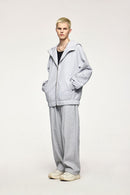 Windproof Scuba-Knit Hooded Jacket - Gray