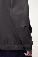 Windproof Scuba-Knit Hooded Jacket - Dark Gray