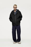 Windproof Scuba-Knit Hooded Jacket - Black
