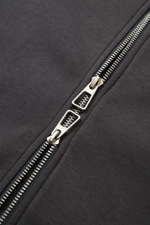 Windproof Scuba-Knit Hooded Jacket - Dark Gray