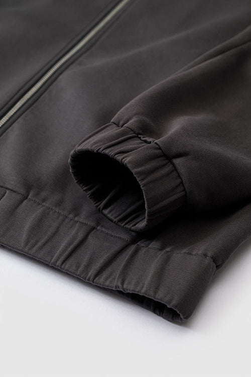 Windproof Scuba-Knit Hooded Jacket - Dark Gray