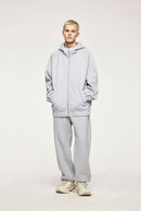 Windproof Scuba-Knit Hooded Jacket - Gray