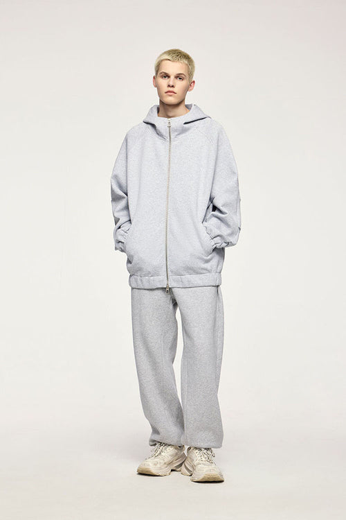 Windproof Scuba-Knit Hooded Jacket - Gray
