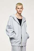 Windproof Scuba-Knit Hooded Jacket - Gray