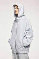 Windproof Scuba-Knit Hooded Jacket - Gray
