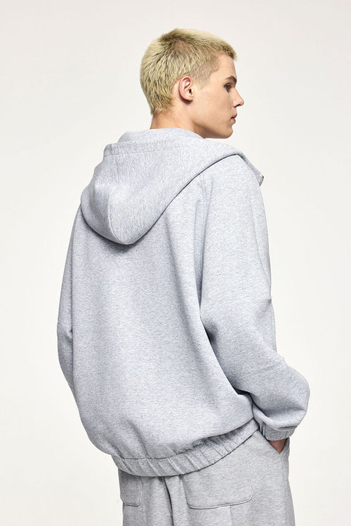 Windproof Scuba-Knit Hooded Jacket - Gray