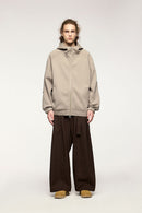 Windproof Scuba-Knit Hooded Jacket - Khaki