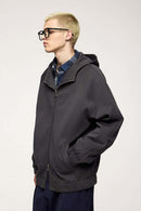 Waterproof Windproof Scuba-Knit Hooded Jacket in Dark Gray - side product view