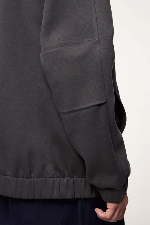Waterproof Windproof Scuba-Knit Hooded Jacket in Dark Gray - cuff and hem detail