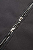 Waterproof Windproof Scuba-Knit Hooded Jacket in Dark Gray - zipper detail