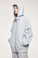 Waterproof Windproof Scuba-Knit Hooded Jacket in Gray - front product view