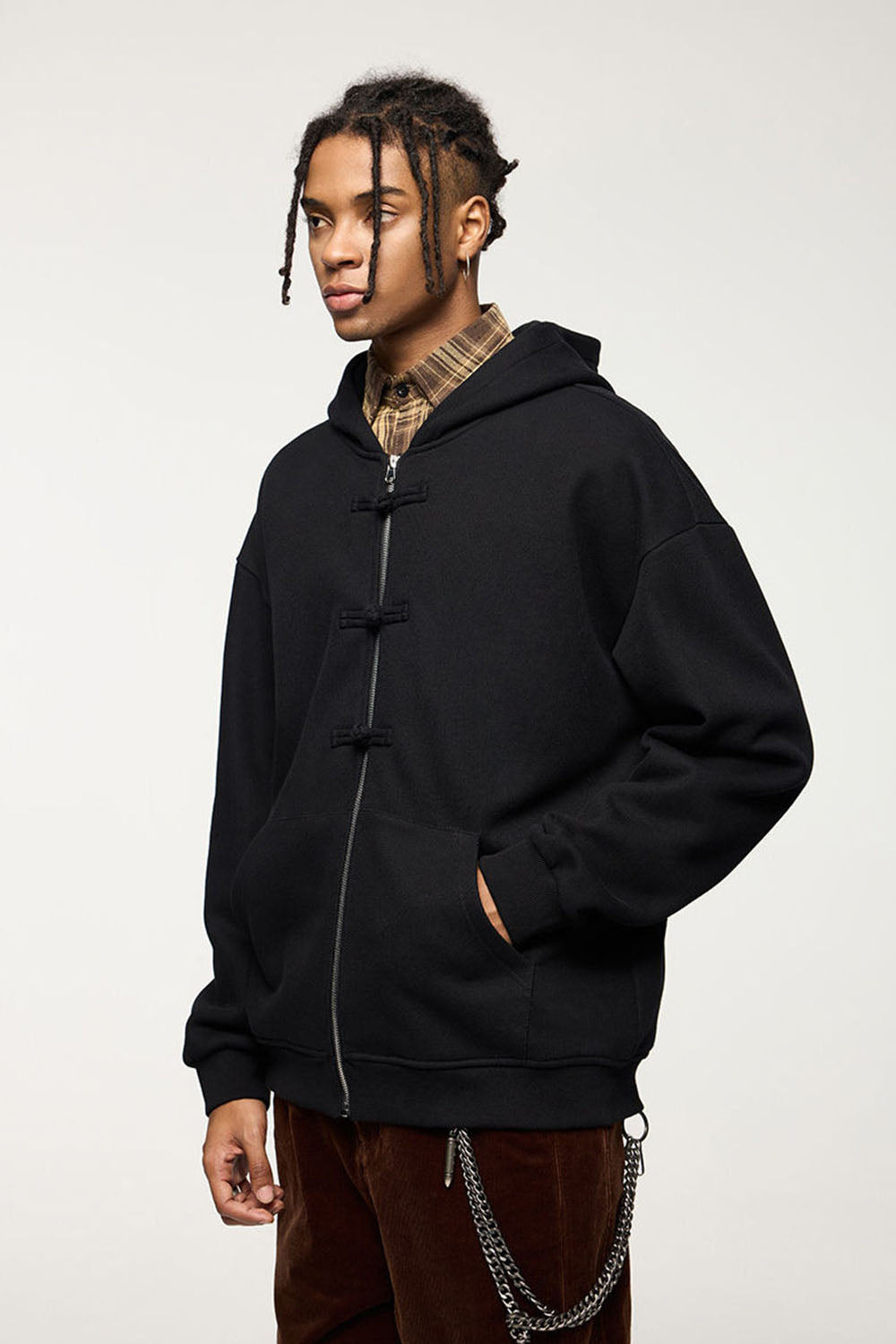 Men's 410g Fleece Zip-Up Hoodie with Toggle Buttons