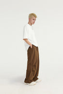 A-Line Tailored Wide-Leg Pants - Brown